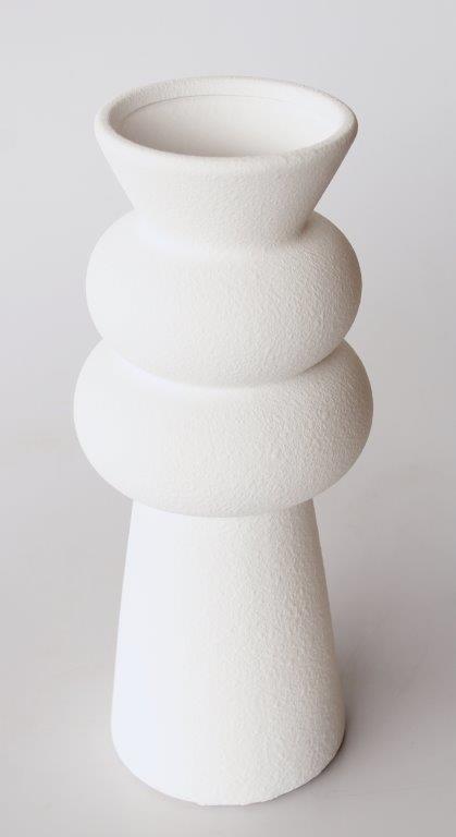 Tall White Ceramic Shaped Vase